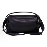 PRADA enamel triangle logo gold hardware single-shoulder bag for women in black